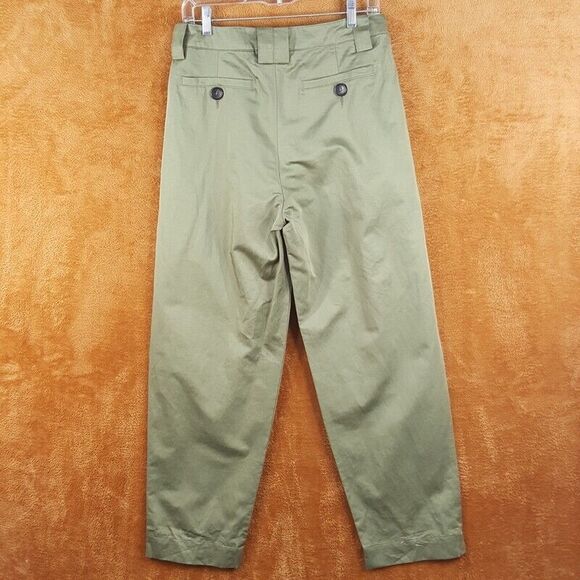ALC Womens Pants Size 2 Green Tapered Pleated High Waisted Cotton Linen ALMA - Picture 5 of 11